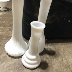 3 Milk Glass Vases