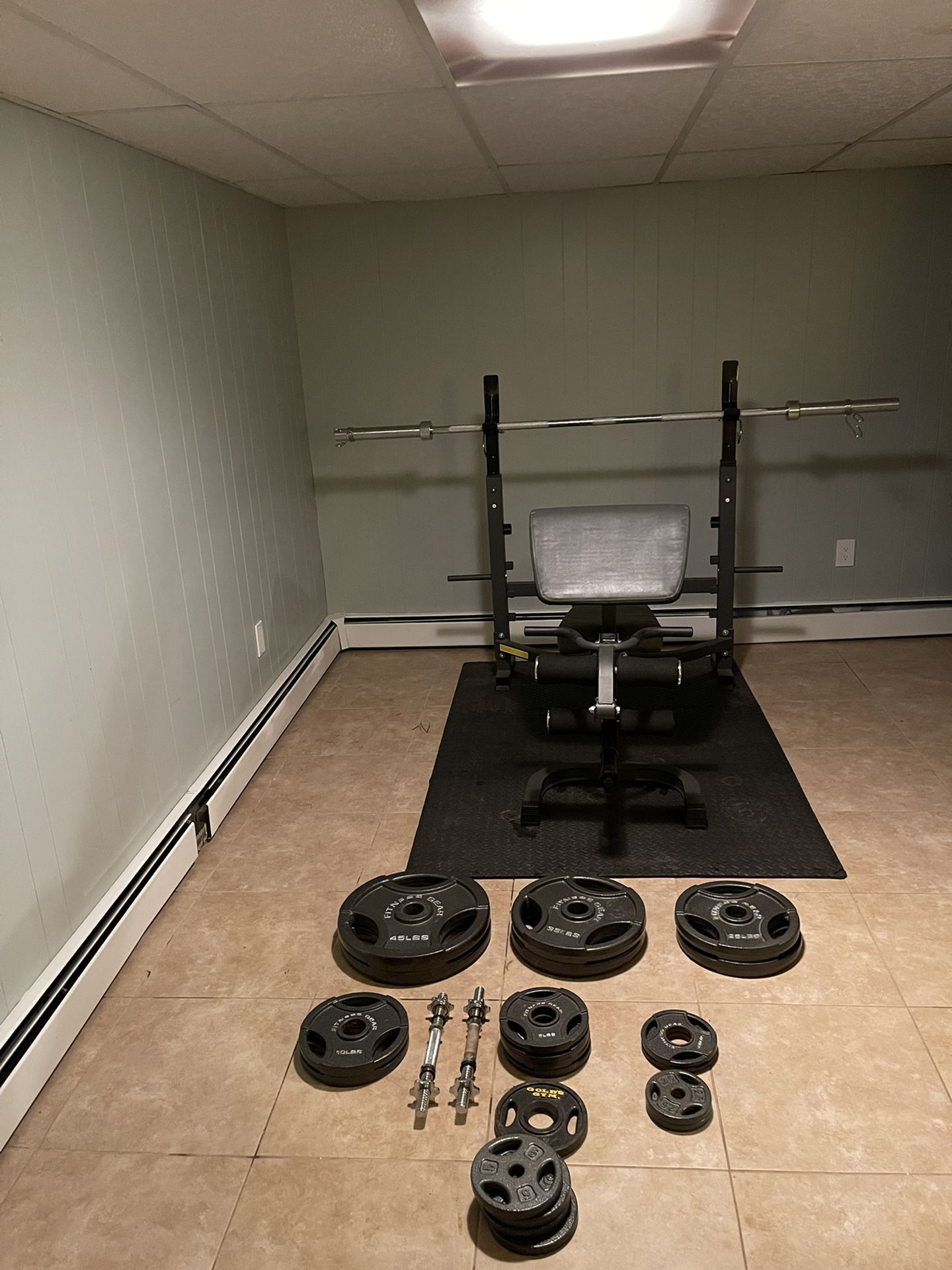Complete Weight Set - Includes Weight Bar, Weight Bench, Dumbbells, Weight Plates