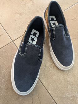 Converse Navy Blue Suede Leather Slip On Shoes Boys Size 3.5~New