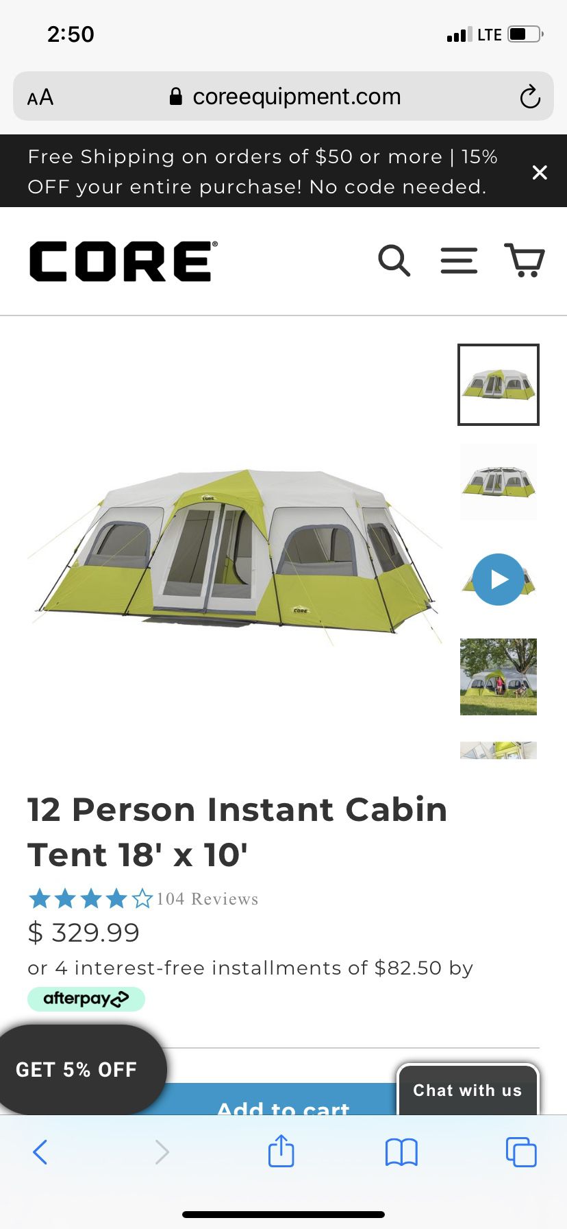 Core Equipment 12 Person Instant Cabin