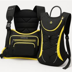 2-in-1 Chest Bag and Hydration Backpack – 2L Bladder Capacity (No Bladder Included) Lightweight Water-Resistant for Running, Hiking, Cycling With Refl