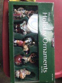 Porcelain Holiday Ornaments set of 5