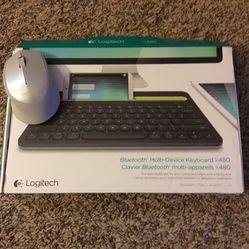 Logitech K(contact info removed)42 Black Bluetooth Wireless Mini Multi-Device Keyboard And Logitech Mouse 
