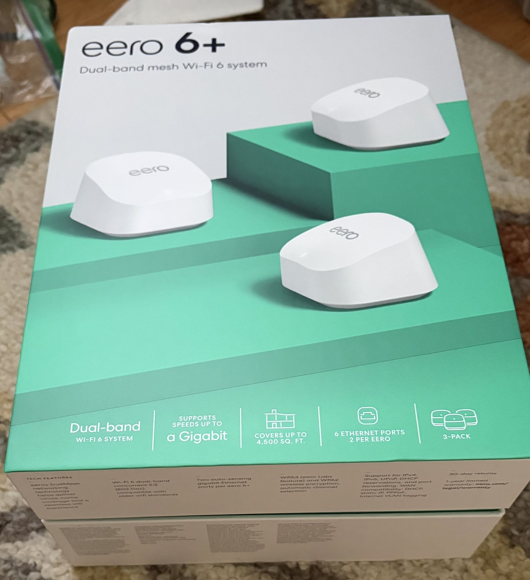 EERO 6+ AX3000 Wi-Fi 6 Dual-Band Gigabit Mesh System 3 Piece Routers
