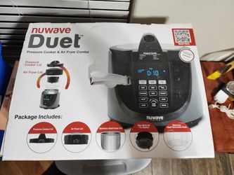 Nuwave Duet Pressure Cook and Air Fryer Combo Cook; Stainless Steel Pot &  Rack; Non-Stick Air Fryer Basket; Steam, Sear, Saute, Slow Cook, Roast,  Gril for Sale in Coweta, OK - OfferUp