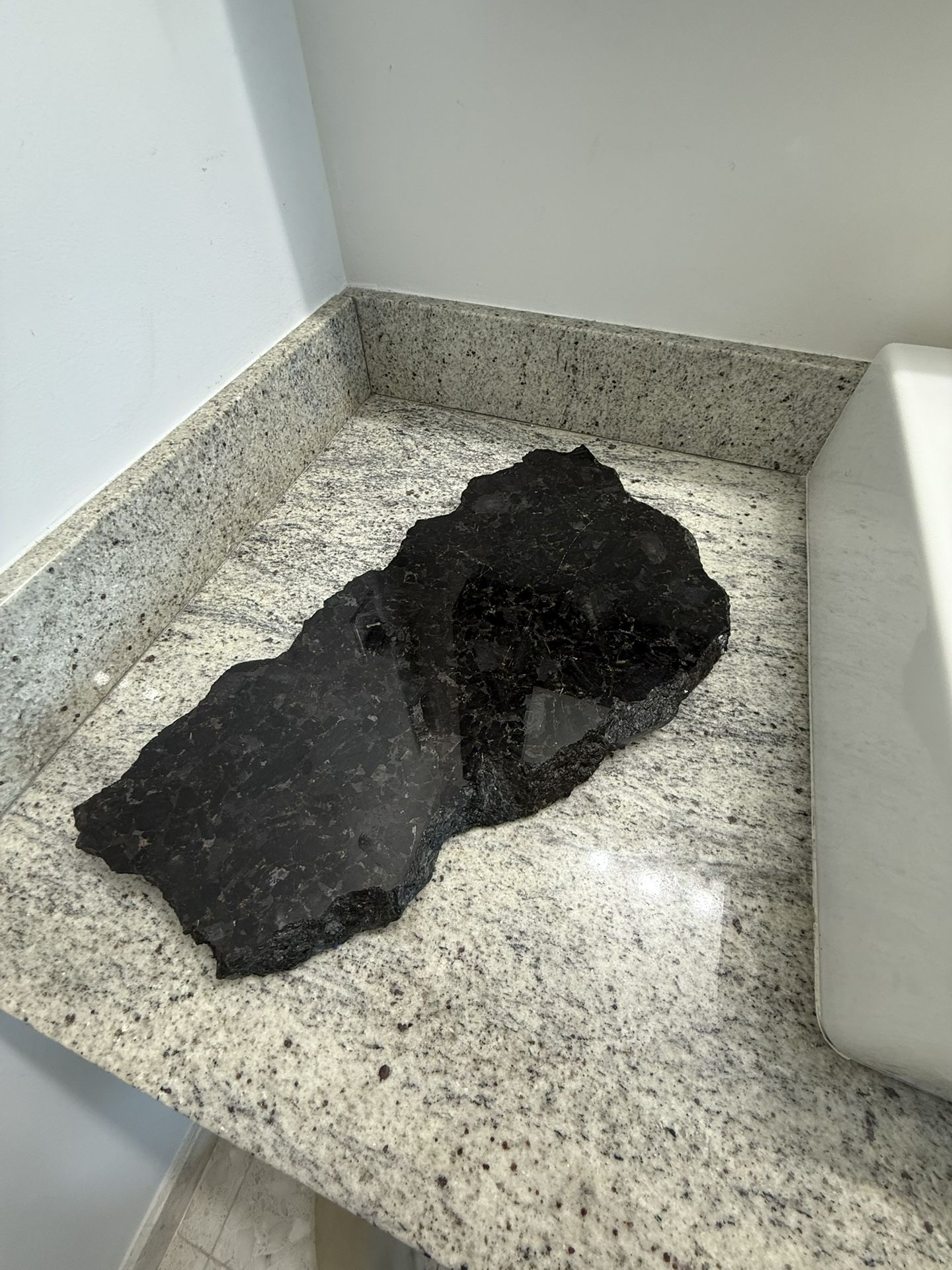 Polished Decorative Stone Slab – Black Labradorite / Larvikite / Granite Freeform OBO