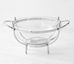 Williams Sonoma 10" Serving Bowl Sterling Stand, Hand Blown Glass Bowl Org. $150 !!