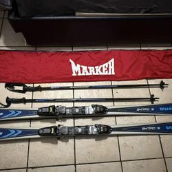 EXCELLENT VOLKL Syntro S10 Skis W/ Logic Marker M5 Eps Bindings 63” 160cm