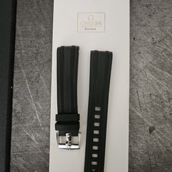 Omega Seamaster 300m OEM Black Rubber Buckle Strap 20mm CVZ010126