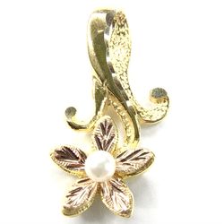 10K Yellow Gold And Rose Gold Flower Pendant 