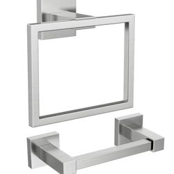 FORIOUS Stainless Steel Pivoting TP Holder & Towel Ring Set in Brushed Nickel