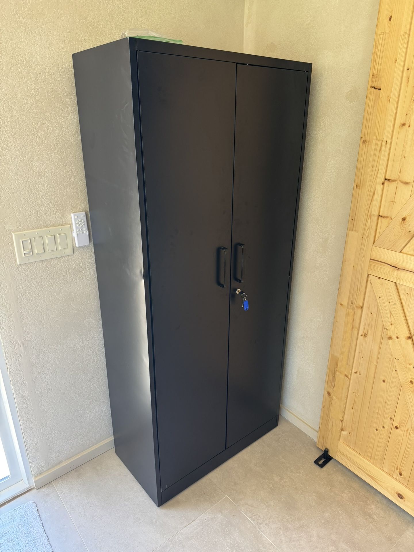 (price Firm) Metal/Steel Locking Storage File Cabinet with 2 Doors and 5 Adjustable Shelves - 6 foot (71") 