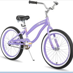 JOYSTAR 20" Beach Cruiser Bike for Girls, Boys, Mens and Womens, Single Speed Kids Cruiser Bikes with Coaster Brake, Purple 