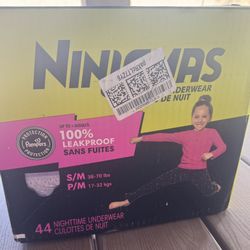 New Ninjamas Girls Bedwetting Nighttime Underwear, Size S/M (38-70 lbs), 44 Count