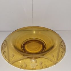 Vintage Amber Yellow Rolled Edge Console Bowl