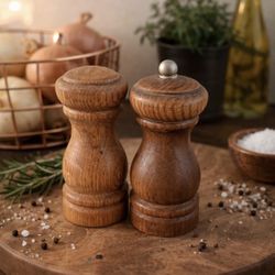 Vintage Wood Salt And Pepper Shakers 