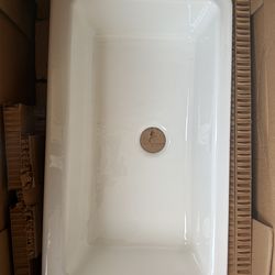 New Kohler Elmbrook Apron Farmhouse Undermount Cast Iron Kitchen Sink 33” White