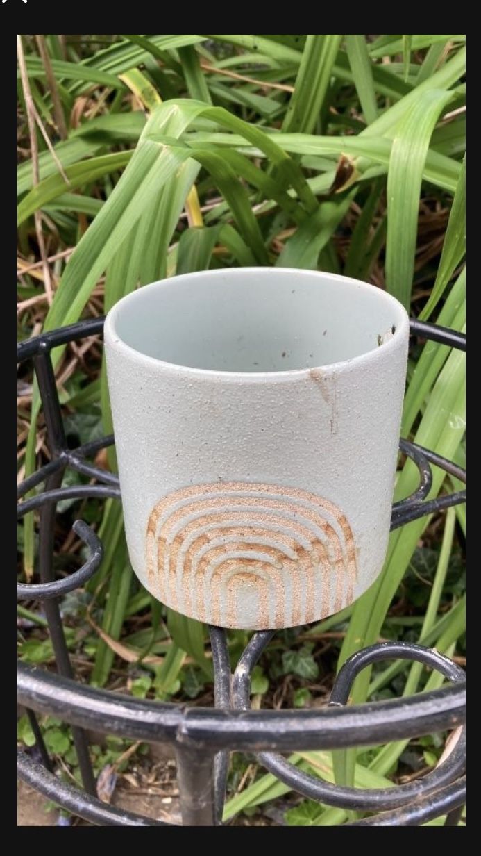 LASCO ARCHES Blue Rainbow Stoneware Plant Pot