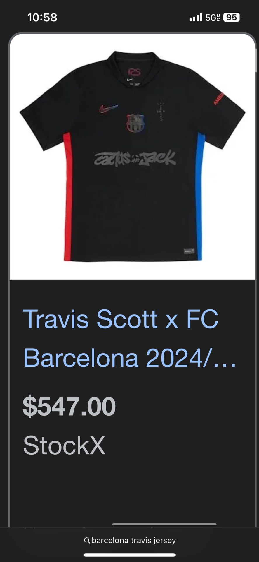 Travis Scott Barca Jersey Authentic