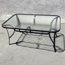 Brand New $70 Large Outdoor Patio Metal Table 59x36x28 Inches Tempered Glass w/ Umbrella Hole