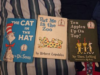 Vintage Dr. Seuss Books.
Cat in the Hat, Put me in the Zoo, and Ten apples up on top!