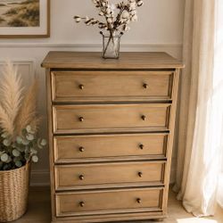 Stunning Pottery Barn STYLE Tall Highboy Wooden Dresser So BOHO Chic