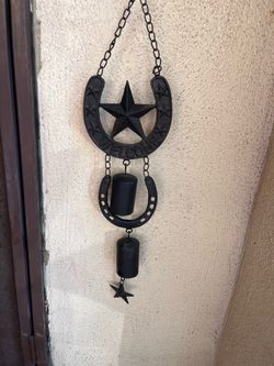 Cast Iron Horseshoe Welcome Sign Wind Chime Rustic Western Decor