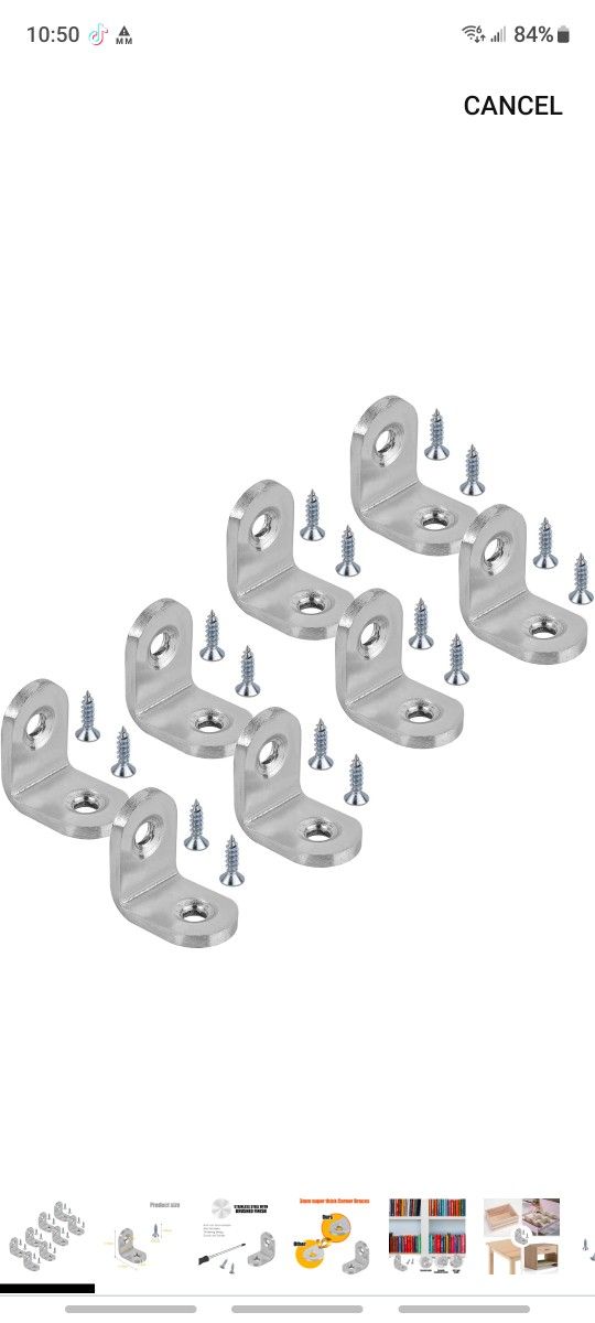 8 Pcs L Bracket Corner Brace 0.79x0.79 Inch 3mm Stainless Steel Right Angle Bracket for Shelves Tables Chairs and Cabinets Wooden Furniture with 16 Pc