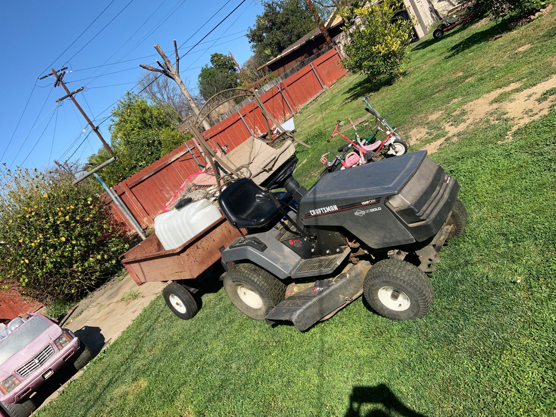 Riding mower and trailer for sale