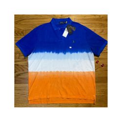 Polo Ralph Lauren Classic Blue/Orange Tie-Dye Ombre Pony Polo Men’s sz XL NEW! 