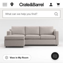 Crate And barrel Reversible Sofa  With Ottoman