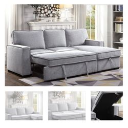 Gray Sectional Sofa With Pullout Bed 