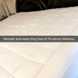 King Size Bed Frame Wooden And Metal 
