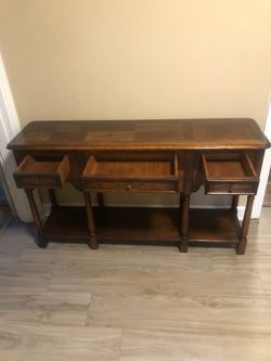 Wood Console Table with 3 Drawers