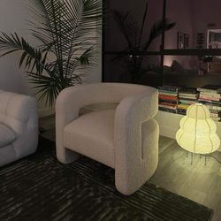 White Boucle Accent Chair - Free Delivery ✅ Modern Boucle Accent Chair White Teddy Sherpa