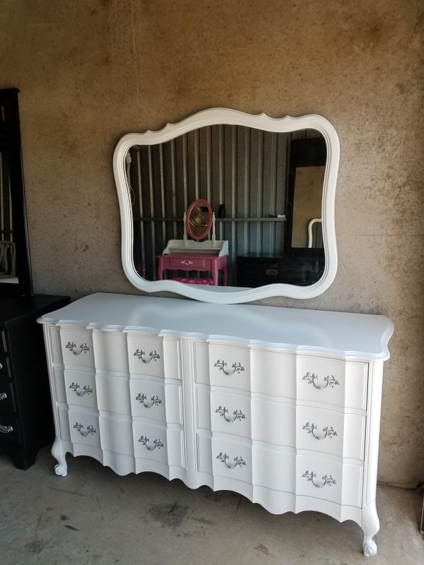 French Provincial Dresser With Mirror Refinished White For In French Provincial Dresser With Mirror Refinished White For In Cedar Hill Tx Offerup