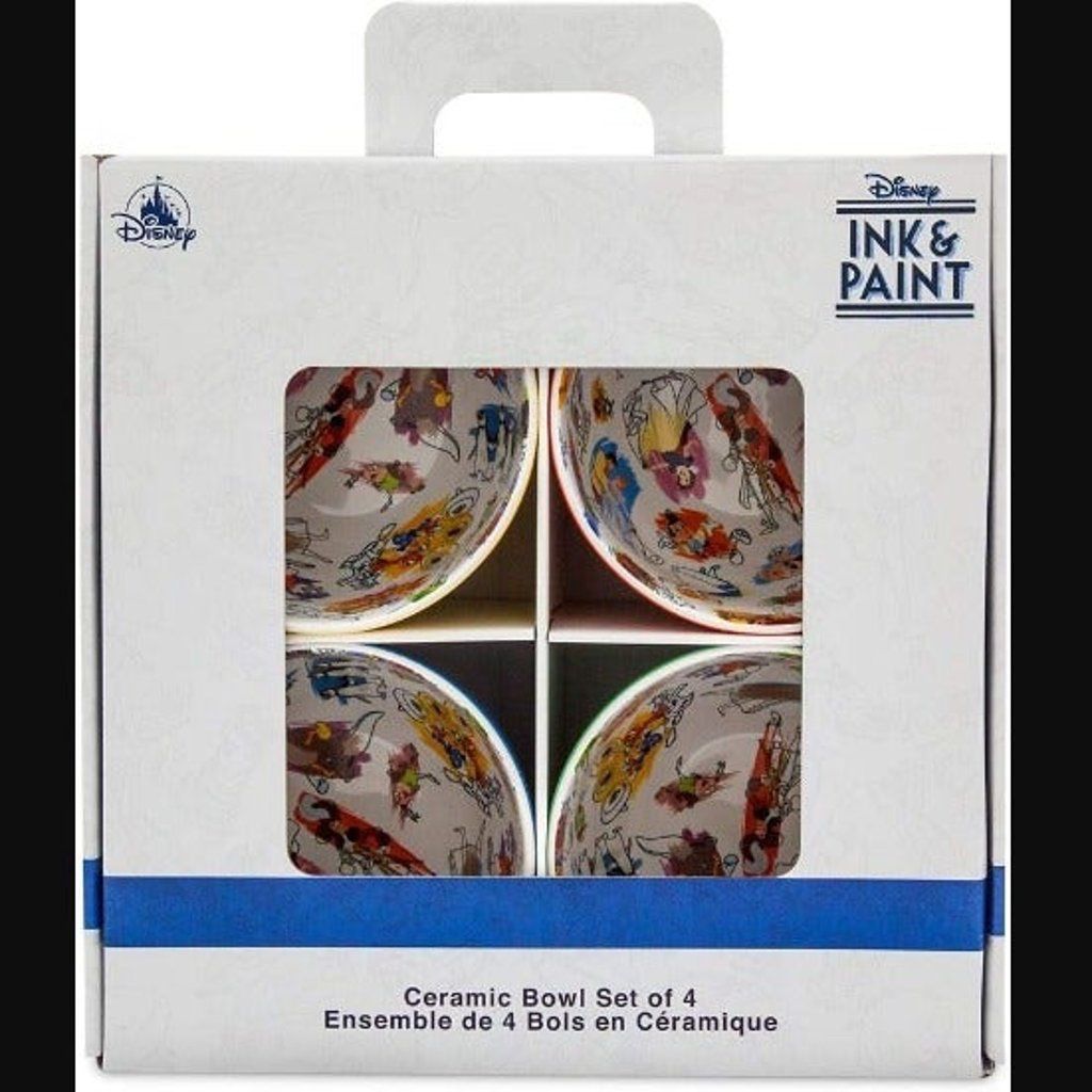 NIB Disney Ink & Paint Ceramic Bowl Set of 4 Multicolor Classic