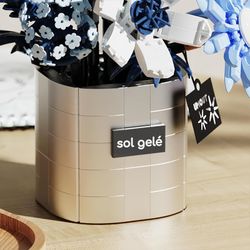 lue Flower Bouquet Toy Building Block Set, Home Decorative Icons Flowers Basket Bouquet For Age 6+ and Adults, 