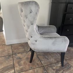 Tufted Back Wingback Chairs (2) Gray $140 For Both 