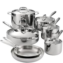 Tramontina 12 Piece Tri-ply Clad Cookware Pots And Pans Brand New