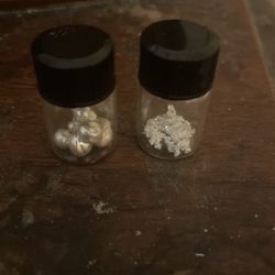 2 viles of silver bullion and nuggets