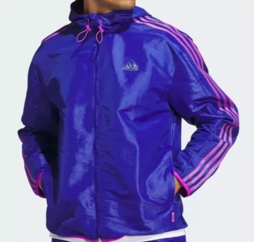 Adidas Men’s Sunglass Woven Jacket Semi Lucid Blue Men’s sz Large NEW!