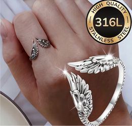 New Angel Wings Ring 316L Stainless Steel
