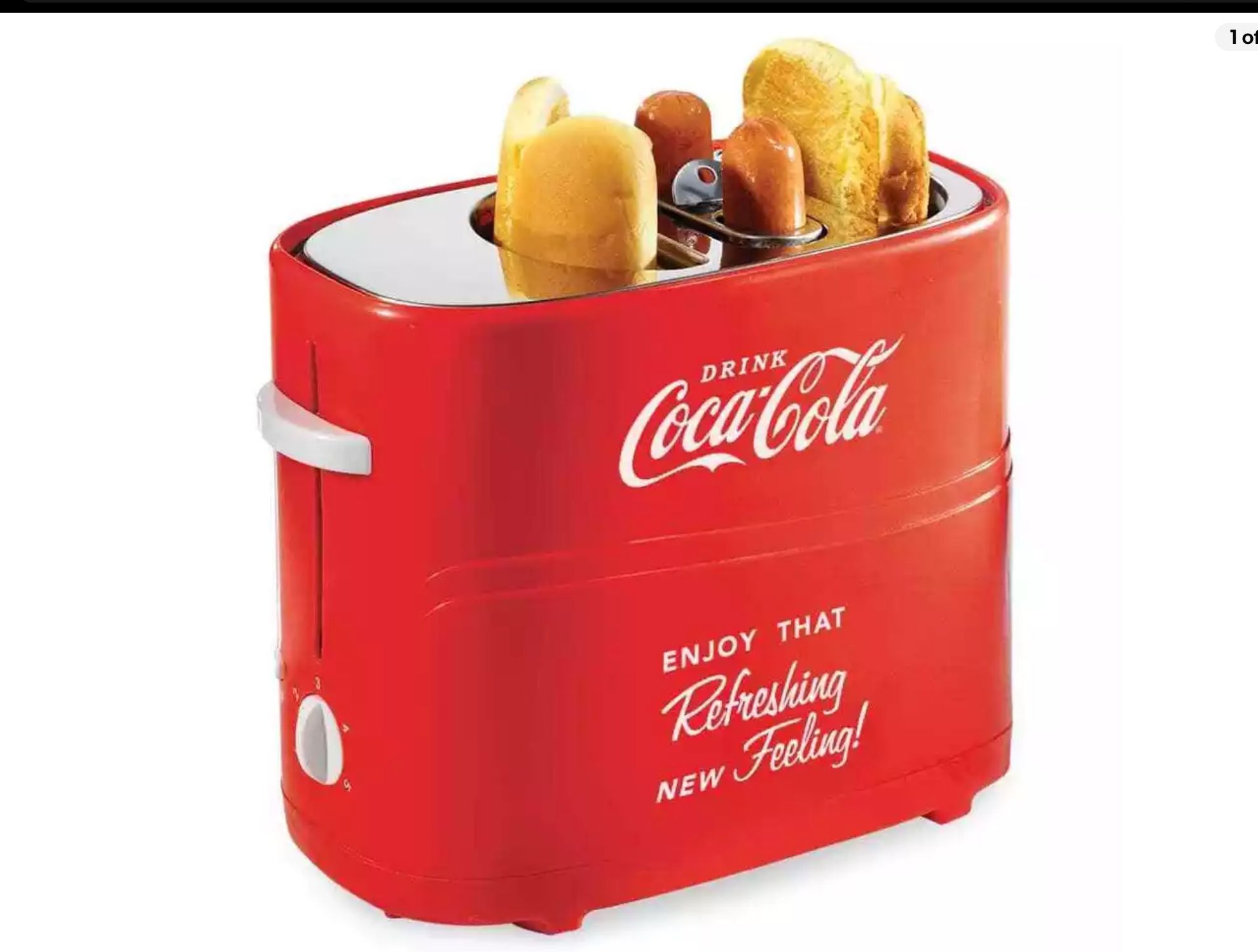 Coca-Cola 650-Watt 2-Hot Dog Red Pop Up Hot Dog Toaster