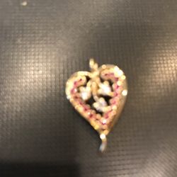 14K Diamond N Rubies Heart Pendant