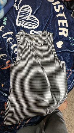 Black and White Striped Ribbed Tank Top