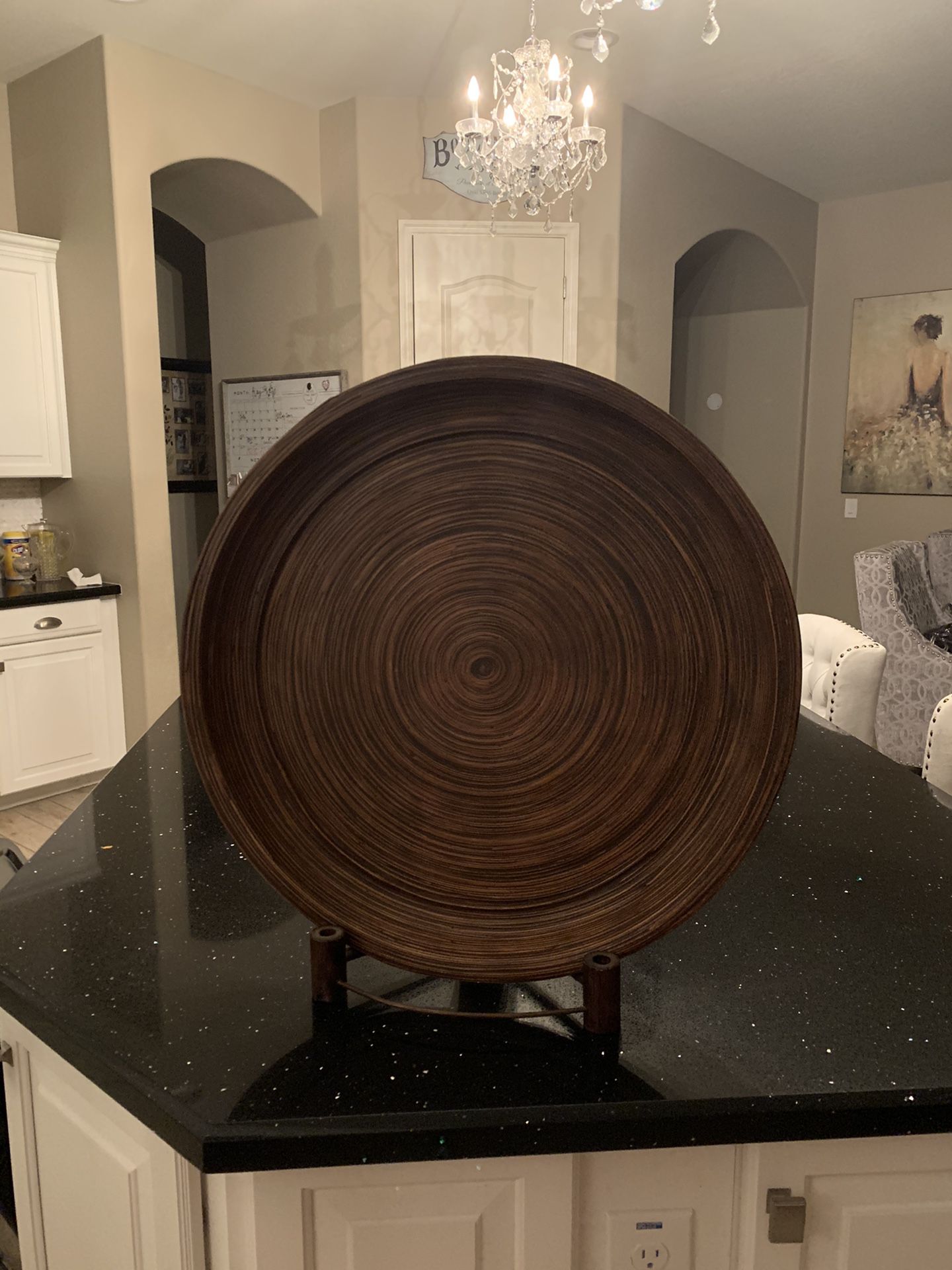 PENDING SALE... Round wood accessory with stand