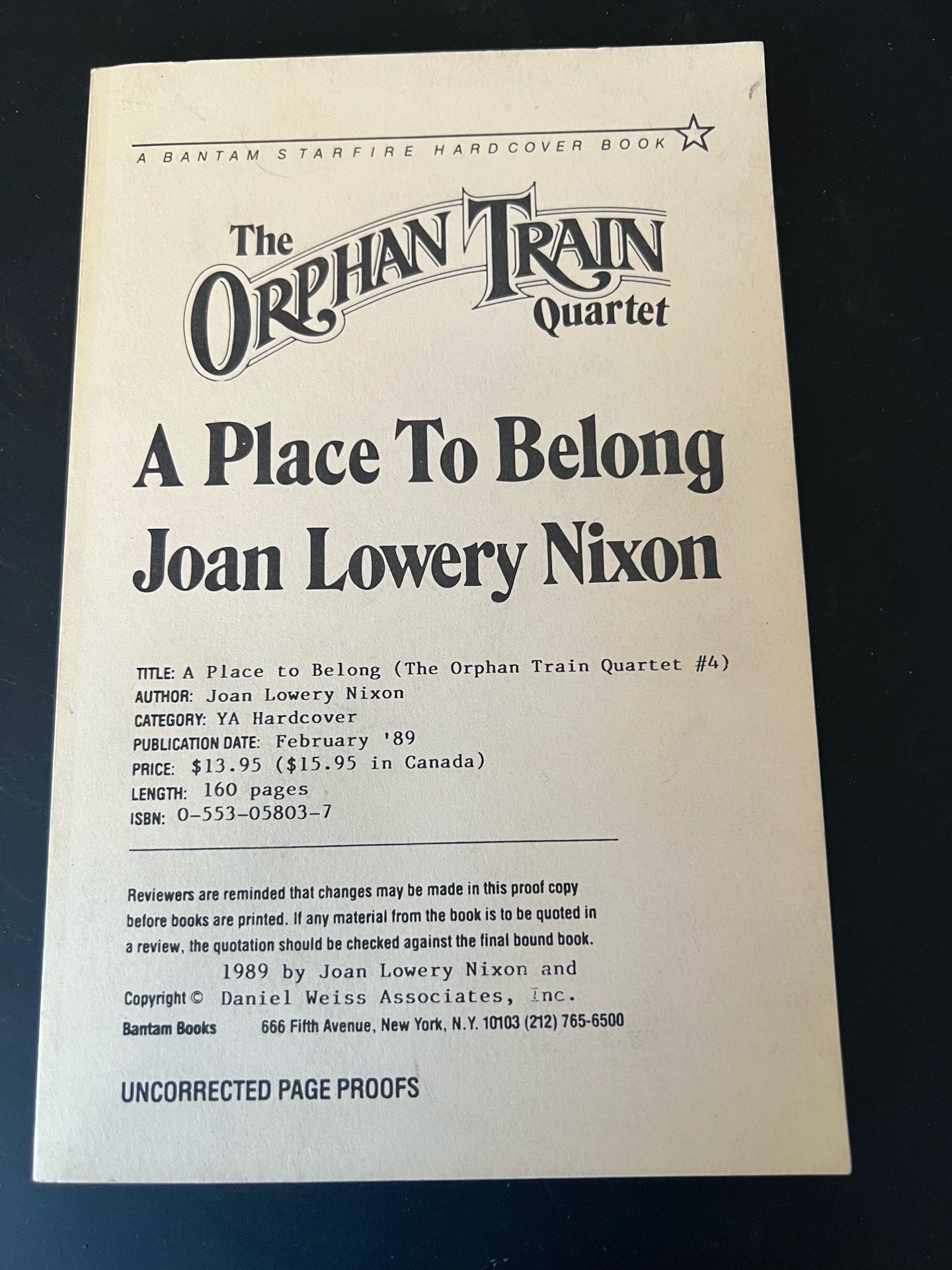 A Place To Belong Jones Lowery Nixon Uncorrected Page Proofs