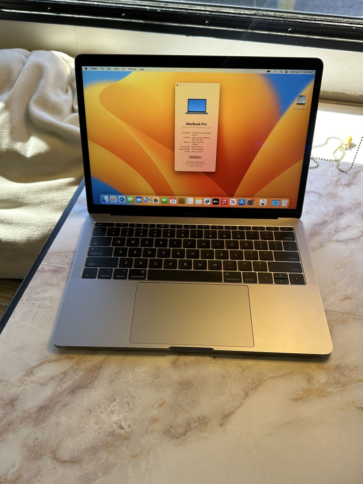 Apple 13” 2017 Space Gray MacBook Pro 2.3ghz Core i5 8GB RAM 128gb SSD macOS Ventura 