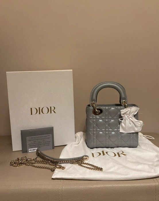 Mini Lady Dior bag opaline gray